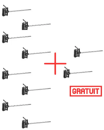 Pack 8 sachets + 2 sachets gratuits. Isolateur écarteur à clip 20cm (10pcs par sachet)/