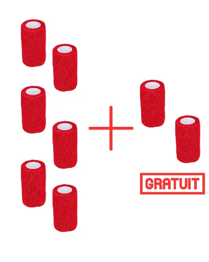 BANDAGE EXCELLENT ANIMAL PROFI 10 CM ROUGE 6+2 gratuits