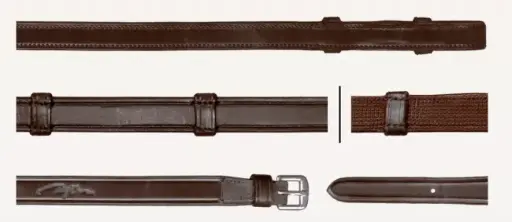 Rênes Hunter Grip avec 7 arrêtoirs 5/8" (sans stopper) - Collection Dressage Cuir Plat - Dy'on