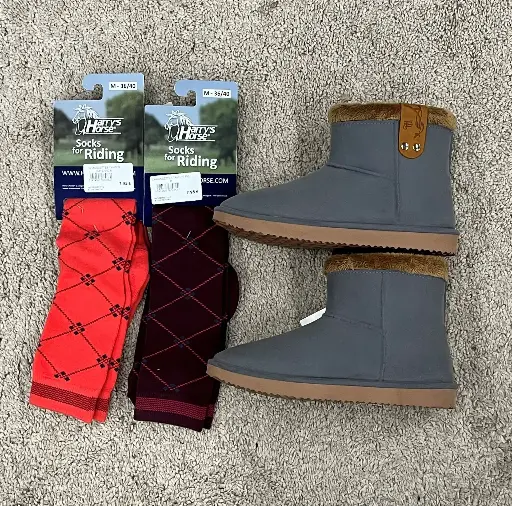 Ensemble Boots Pénélope Gris/Brun Pointure 38 + 2 paires de chaussettes